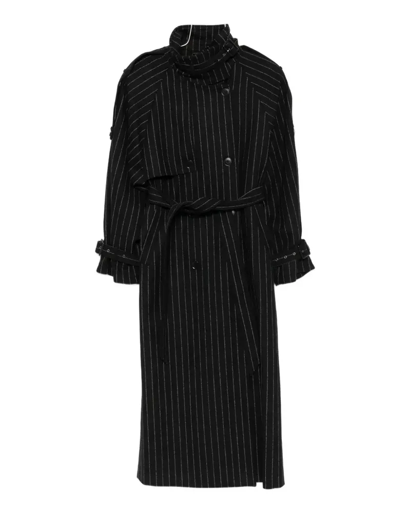 Gestuz pinstripe-pattern double-breasted coat - Schwarz Schwarz