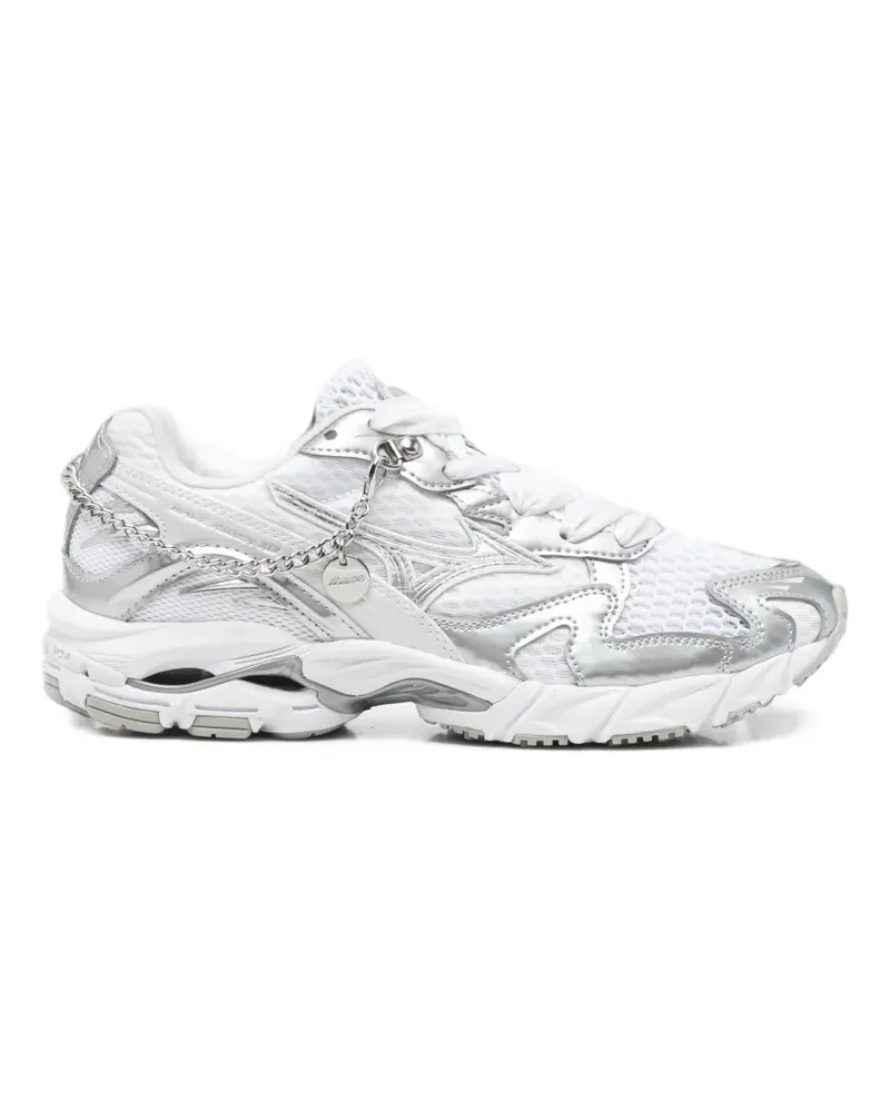 Mizuno Wave Rider Sneakers mit Kettengliedern und Metallic-Effekt - Weiß Weiß