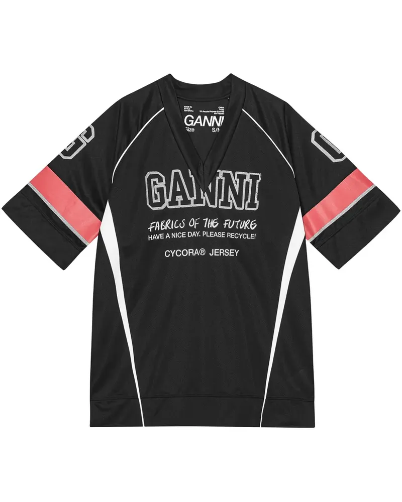 Ganni Future Mesh T-Shirt - Schwarz Schwarz