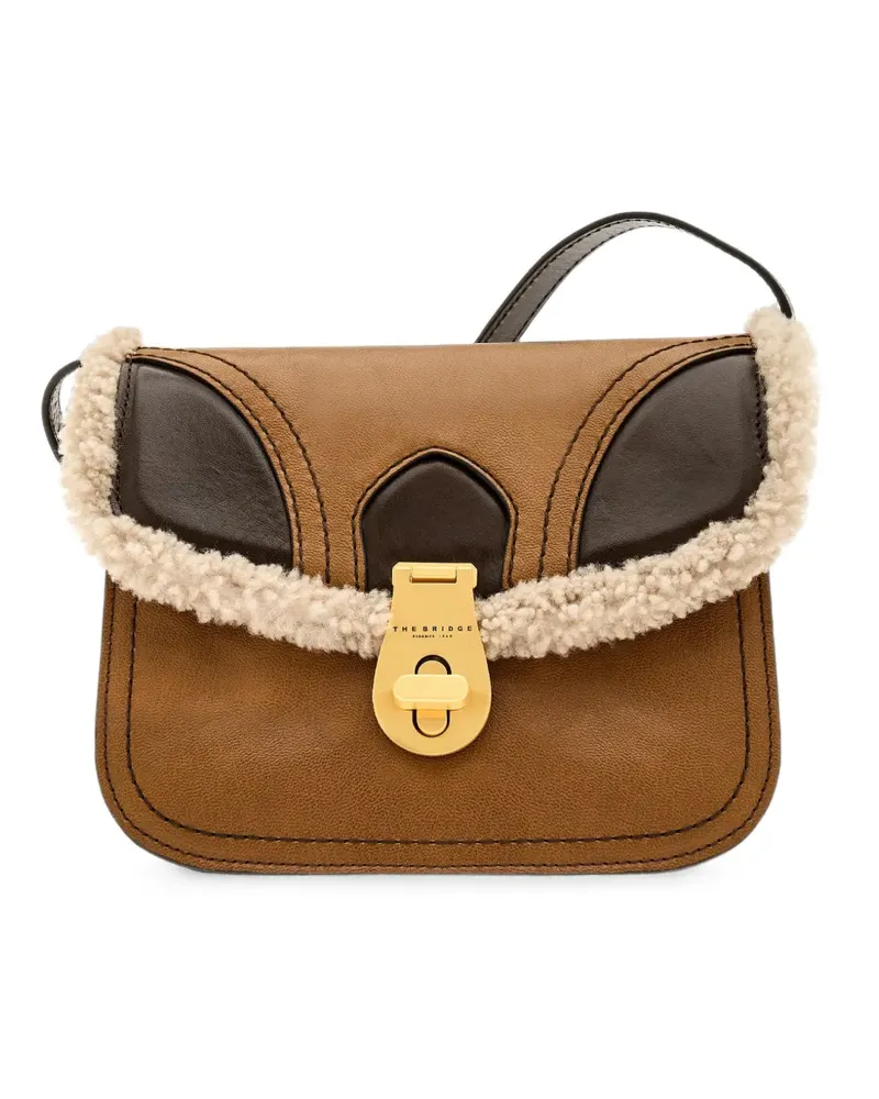 The Bridge shearling-trim leather cross body bag - Braun Braun