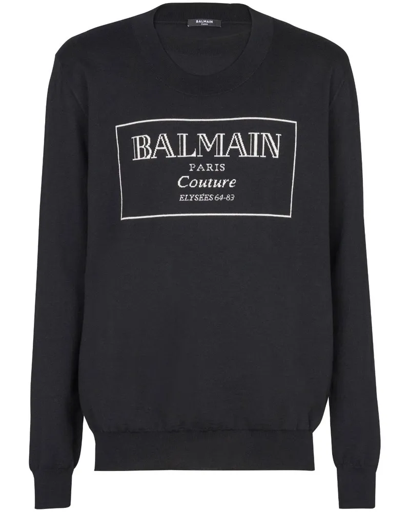 Balmain Pullover mit Couture Label-Intarsie - Schwarz Schwarz