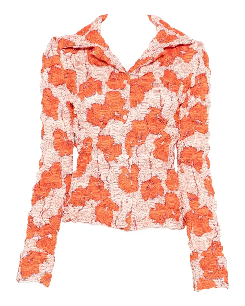 Séfr Erin crinkled floral shirt - Orange Orange