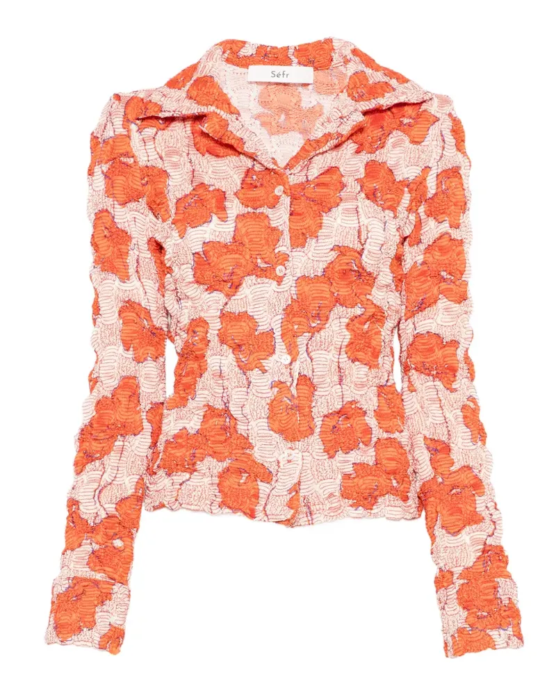 Séfr Erin crinkled floral shirt - Orange Orange