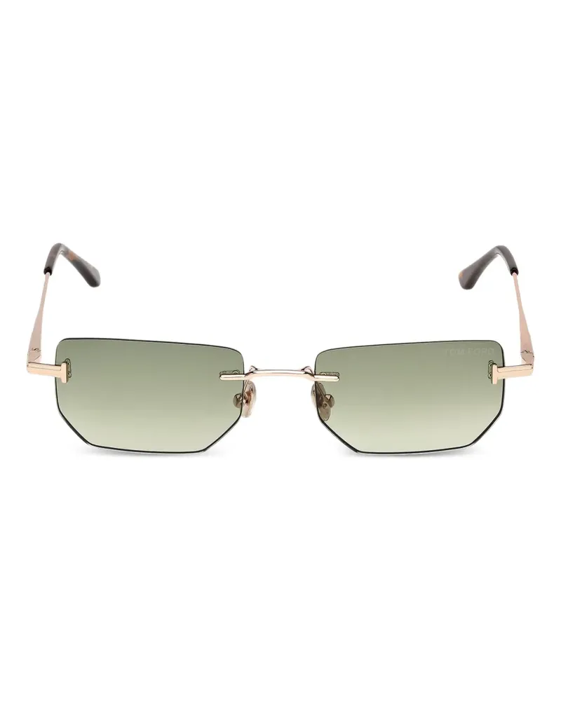 Tom Ford Rahmenlose Sonnenbrille mit eckigen Gläsern - Gold Gold