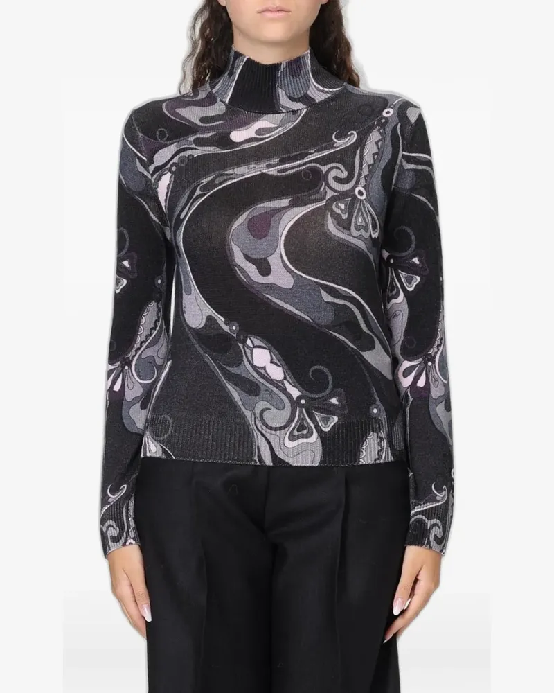 Emilio Pucci abstract-print roll-neck sweater - Schwarz Schwarz