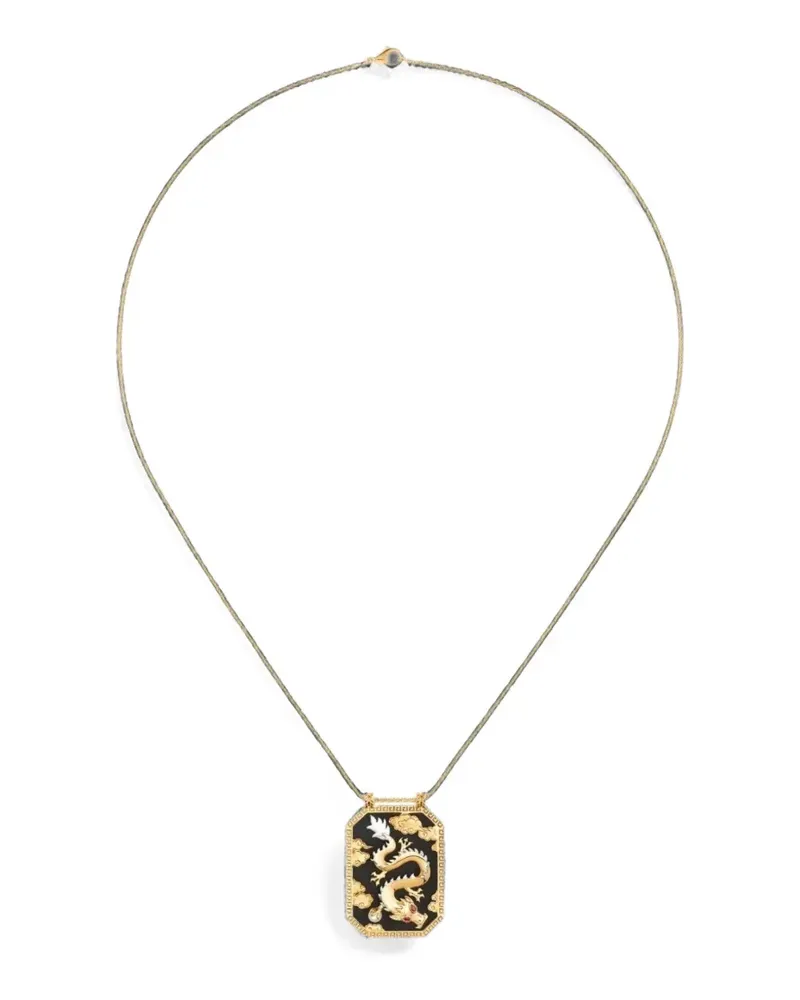 Marie Lichtenberg Scapular ruby and pearl dragon necklace - Gold Gold
