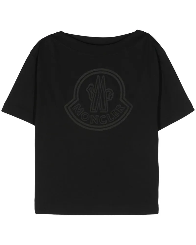Moncler T-Shirt mit Logo-Patch - Schwarz Schwarz