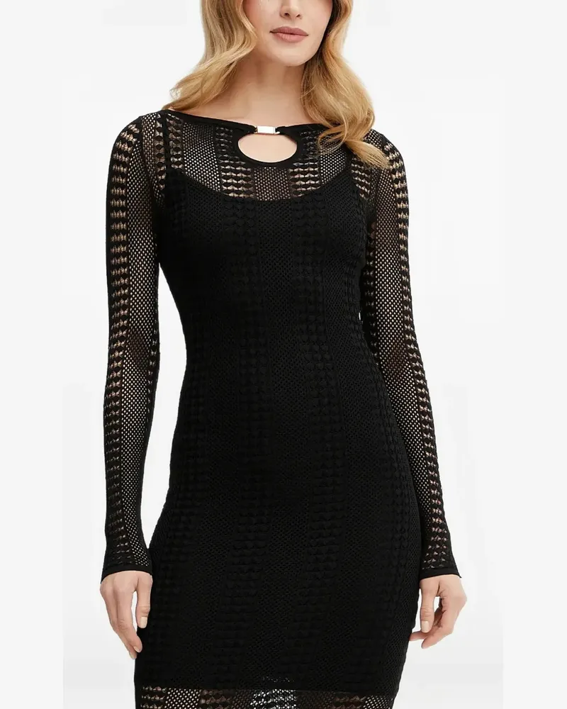 MARCIANO Los Angeles long-sleeve keyhole midi dress - Schwarz Schwarz