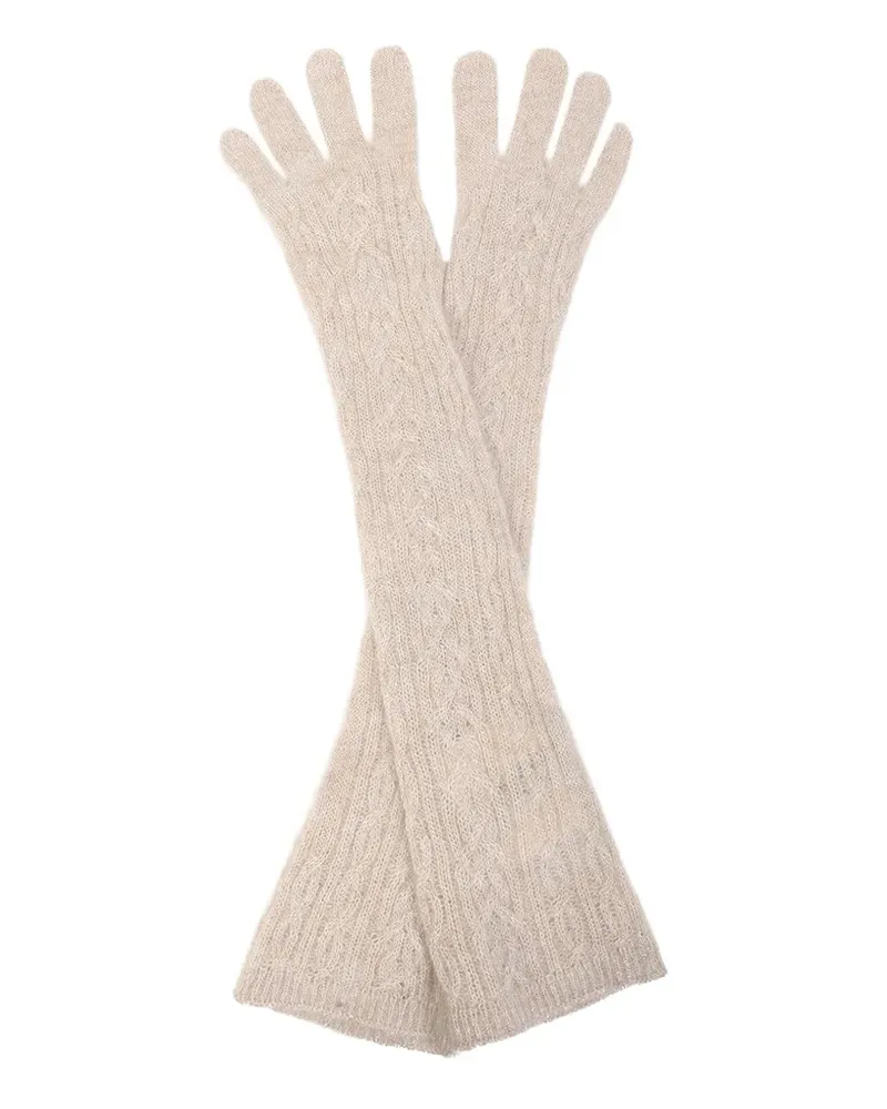 Brunello Cucinelli Lange Handschuhe mit Zopfmuster - Nude Nude
