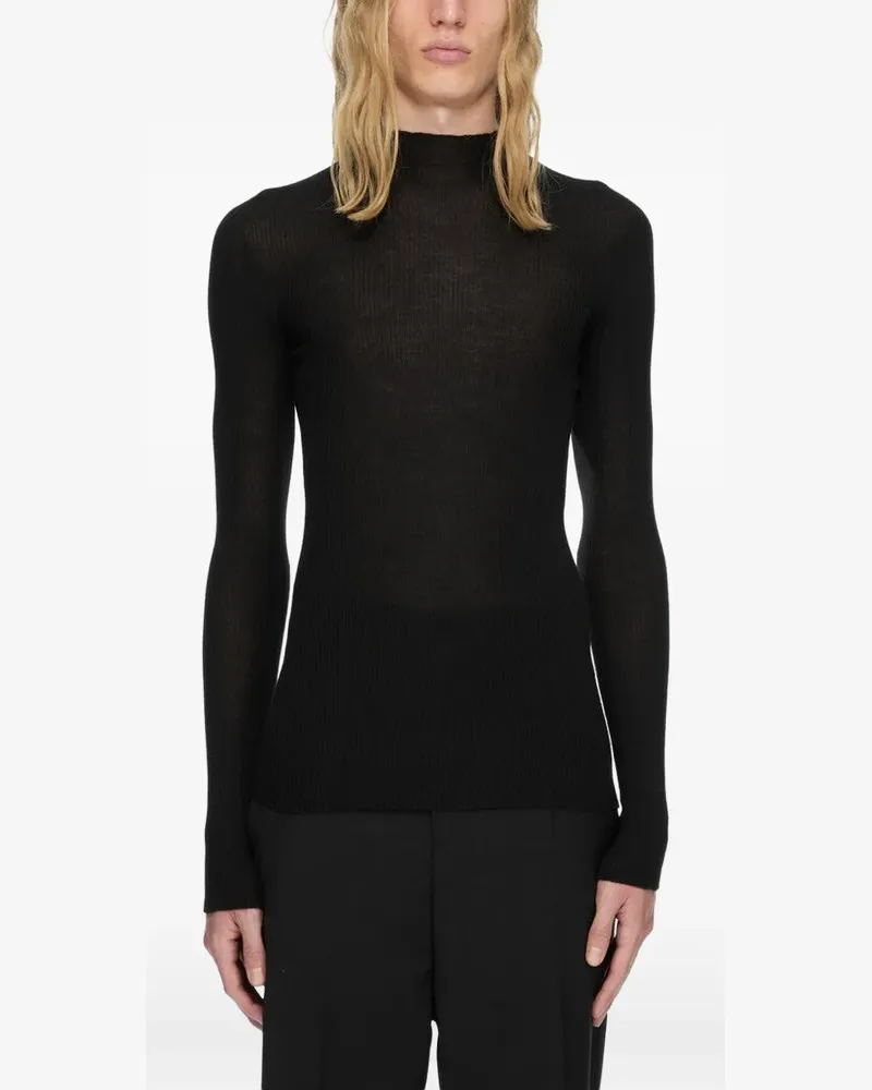 Rick Owens Gerippter Pullover - Schwarz Schwarz