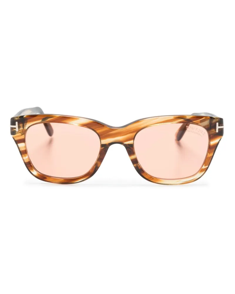 Tom Ford Eckige Sonnenbrille in Schildpattoptik - Braun Braun