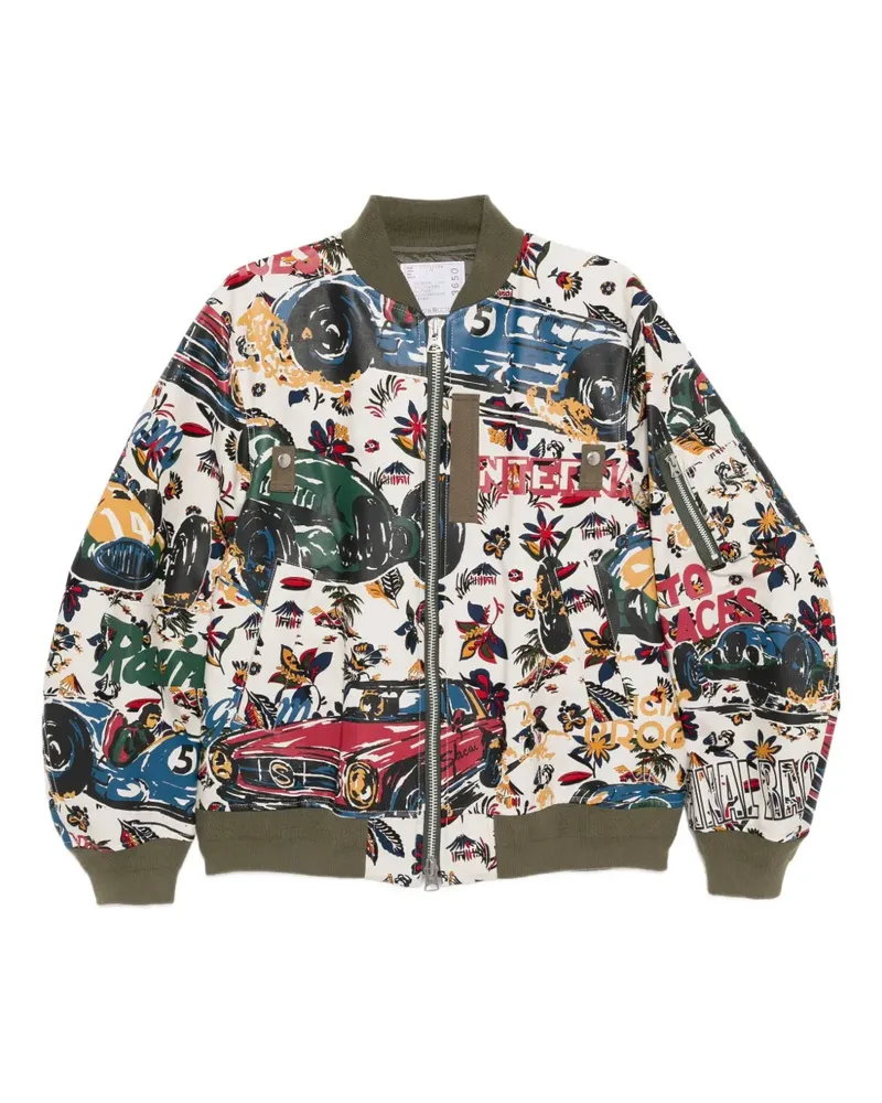Sacai Jacke mit tropischem Print - Nude Nude