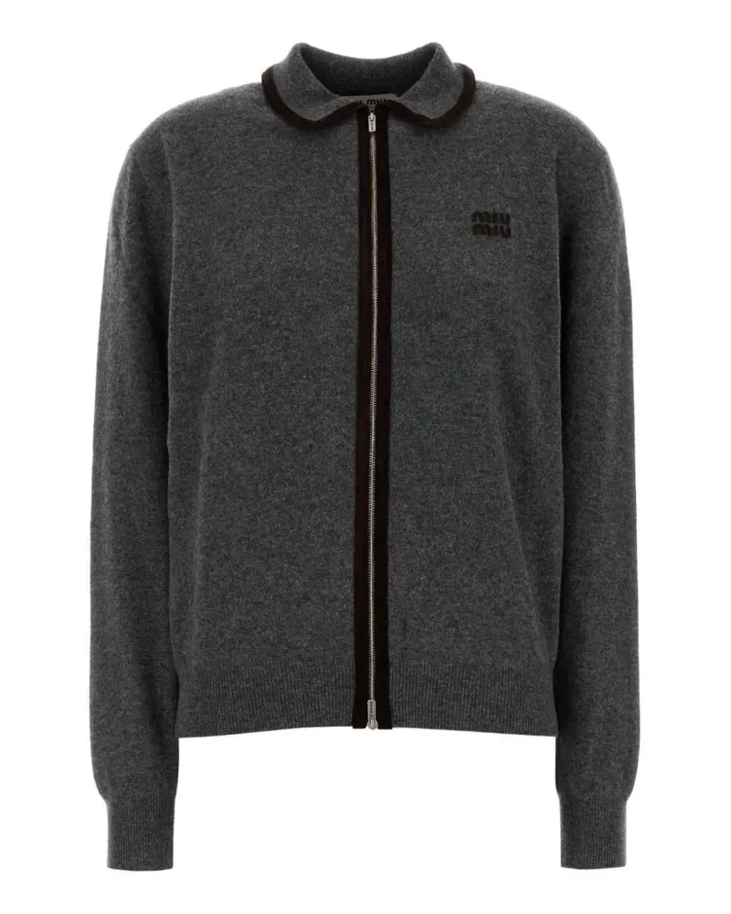 Miu Miu Cardigan mit Wildlederdetails - Grau Grau
