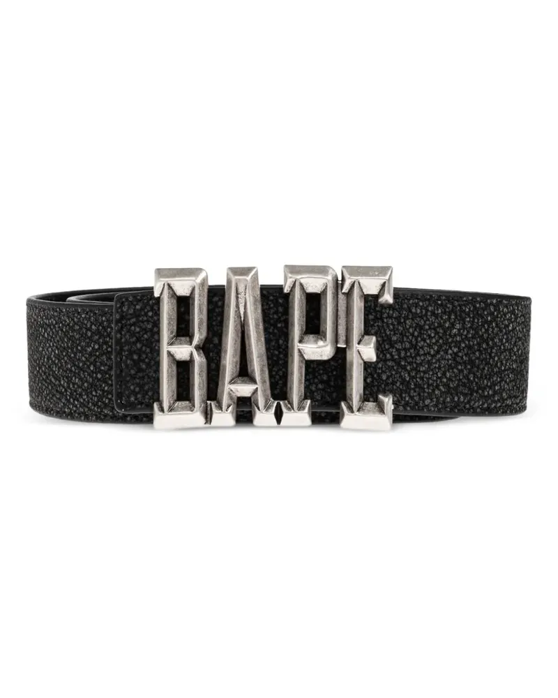 BAPE logo-buckle leather belt - Schwarz Schwarz