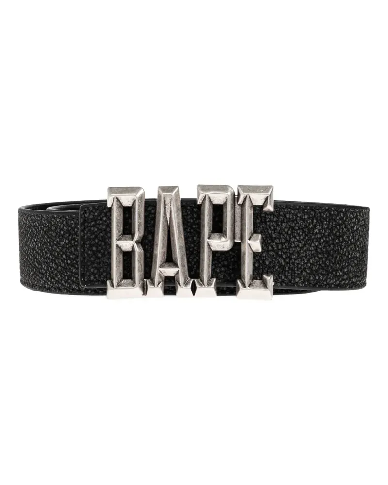 BAPE logo-buckle leather belt - Schwarz Schwarz