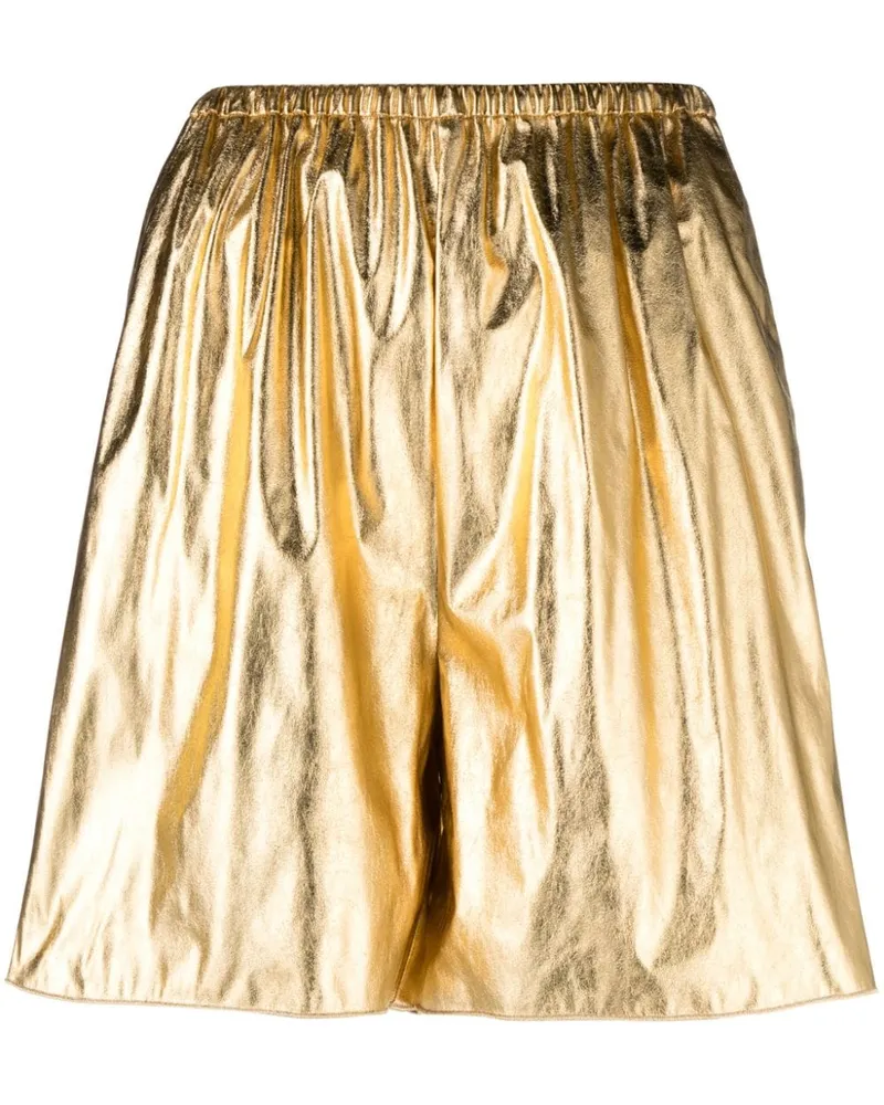 forte_forte High-Waist-Shorts im Metallic-Look Gold