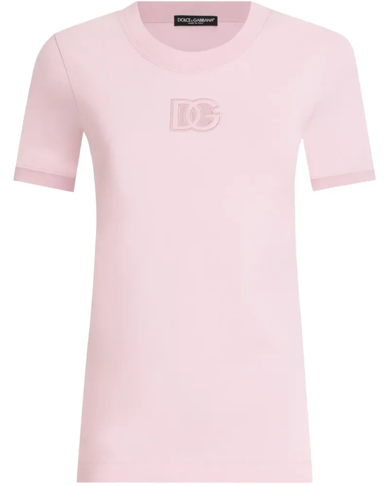 Dolce & Gabbana T-Shirt mit Logo-Stickerei - Rosa Rosa