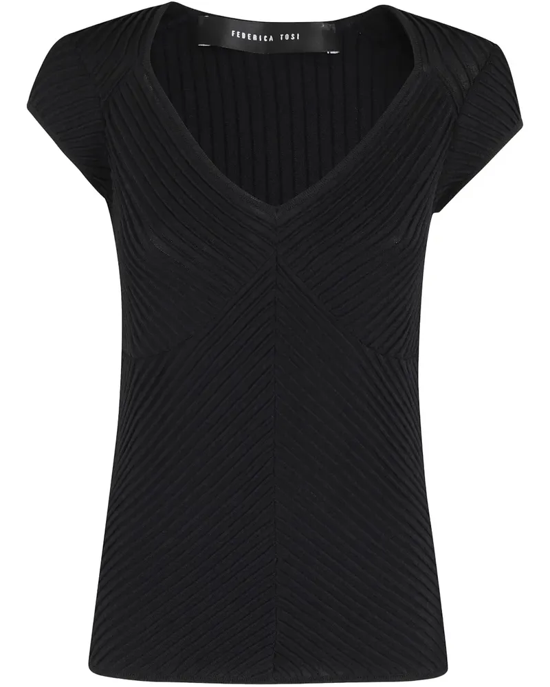 Federica Tosi Geripptes T-Shirt - Schwarz Schwarz