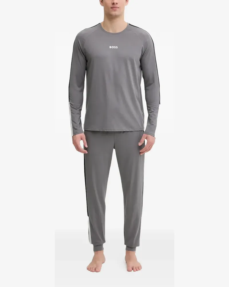 HUGO BOSS Balance Pyjama mit Streifendetail - Grau Grau