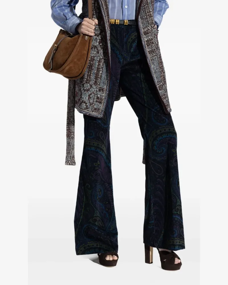 Etro Schlaghose mit Paisley-Print - Blau Blau