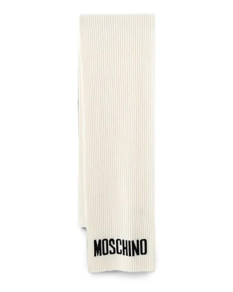 Moschino Gerippter Schal mit Logo - Nude Nude