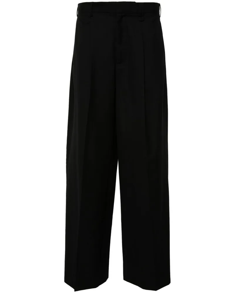 Simone Rocha Wide-Leg-Hose mit Bundfalten - Schwarz Schwarz