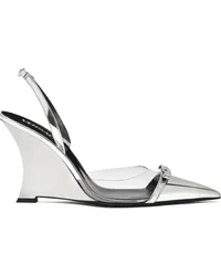 Versace Gianni Ribbon Wedge-Pumps 95mm Silber