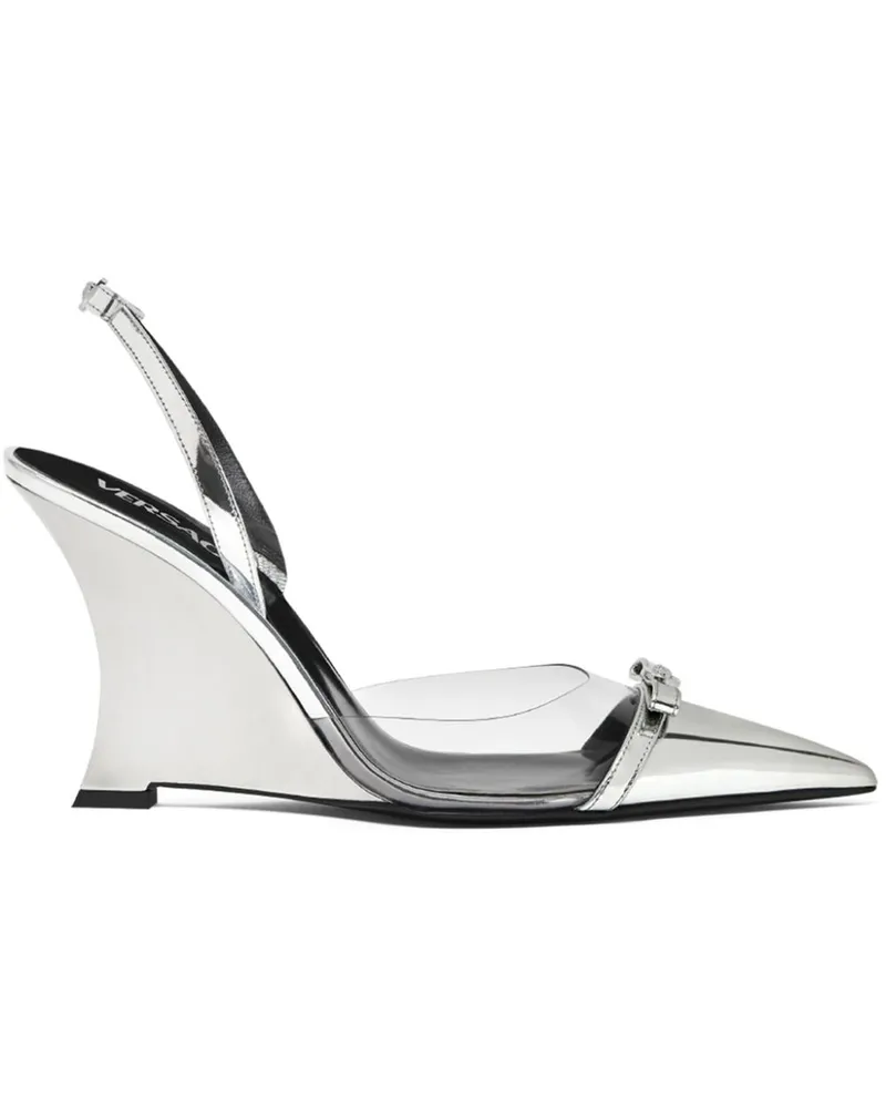Versace Gianni Ribbon Wedge-Pumps 95mm - Silber Silber