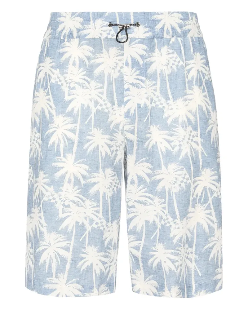 Philipp Plein Kid Fit Shorts mit Chambray-Print - Blau Blau
