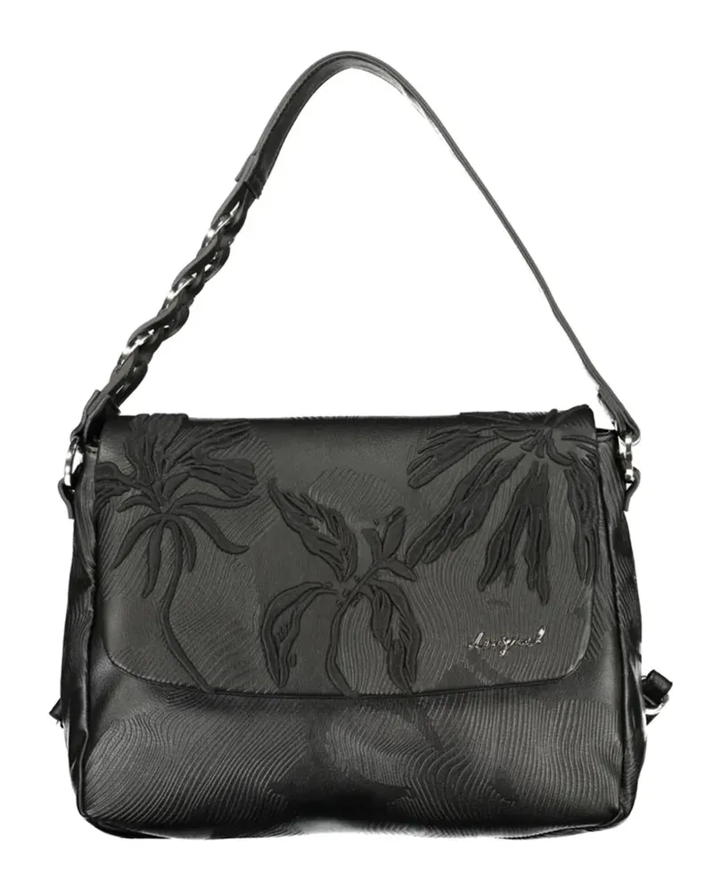 Desigual leaf-embroidered backpack - Schwarz Schwarz