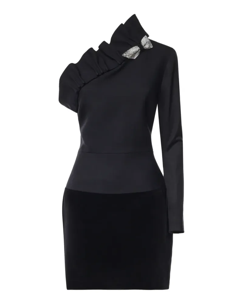 Genny Gerüschtes Kleid mit Schleife - Schwarz Schwarz