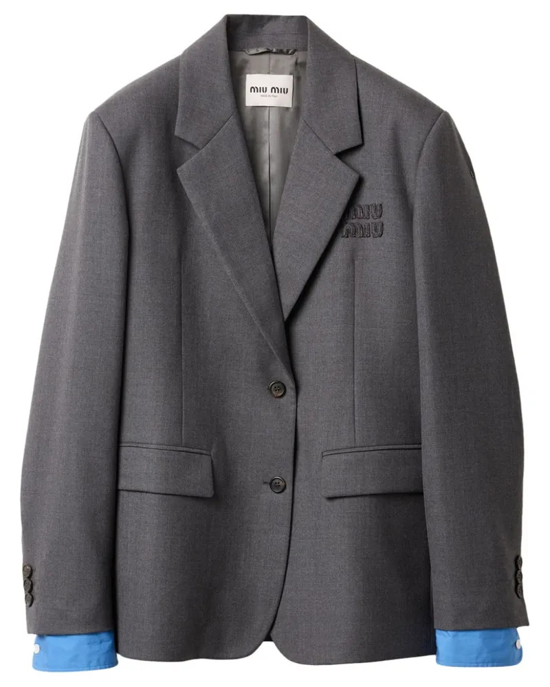 Miu Miu Einreihiges Gabardine-Sakko - Grau Grau