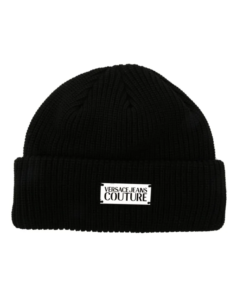 Versace Jeans Gerippte Beanie - Schwarz Schwarz