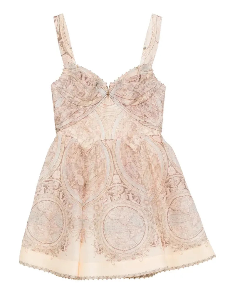 Zimmermann Ausgestelltes Kleid mit grafischem Print - Nude Nude