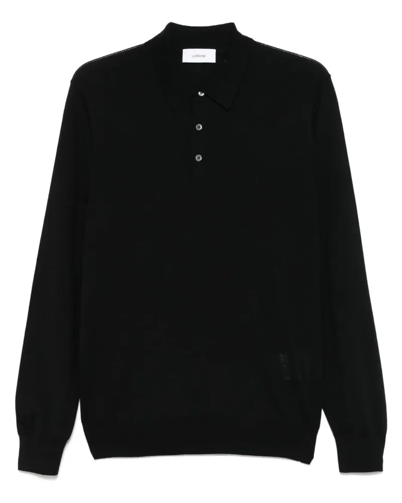 LARDINI Fein gestricktes Poloshirt - Schwarz Schwarz
