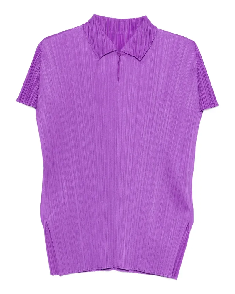 Issey Miyake pleated collared polo shirt - Violett Violett