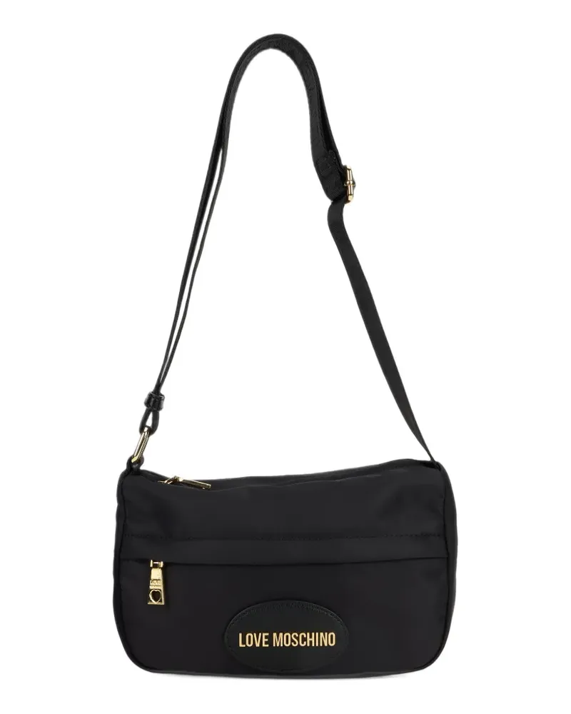 Moschino Schultertasche mit Logo-Schild - Schwarz Schwarz
