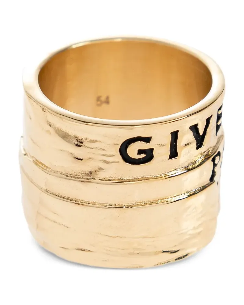 Givenchy Gehämmerter Ring mit Logo - Gold Gold