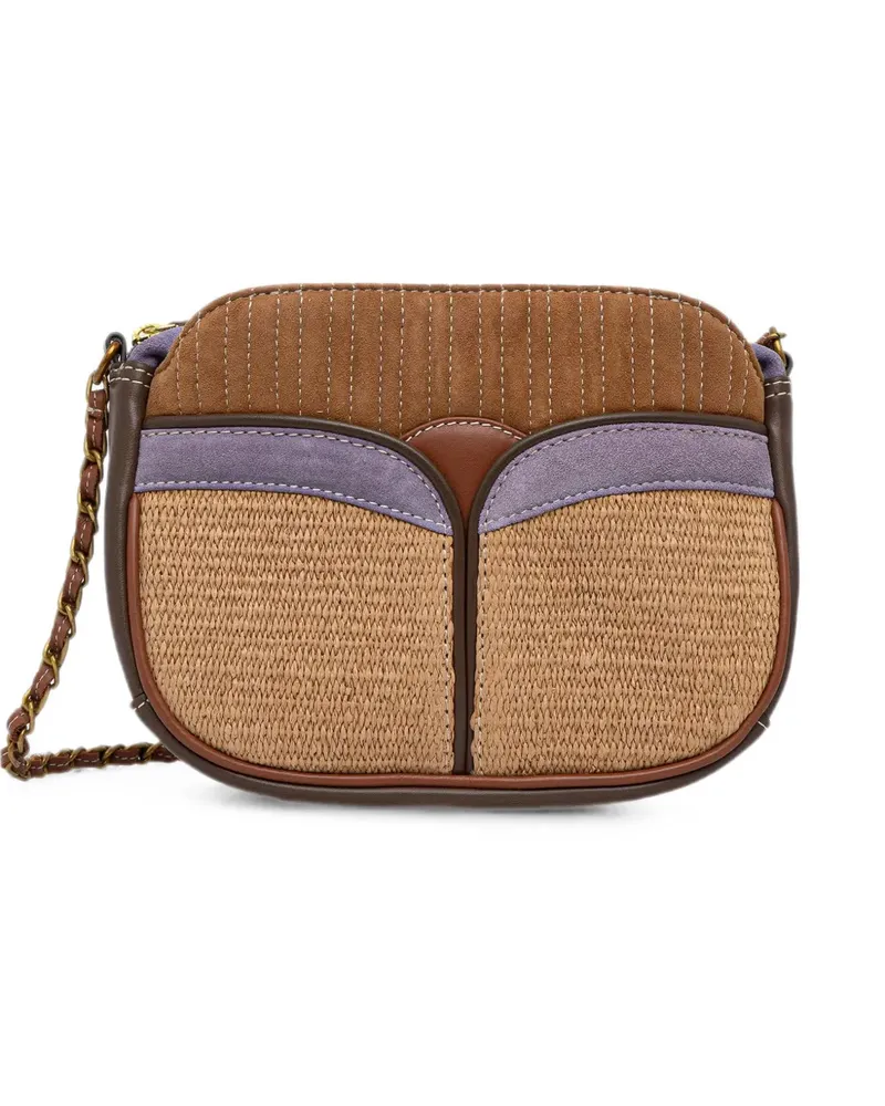 Sessùn Devine woven-panel leather shoulder bag - Braun Braun