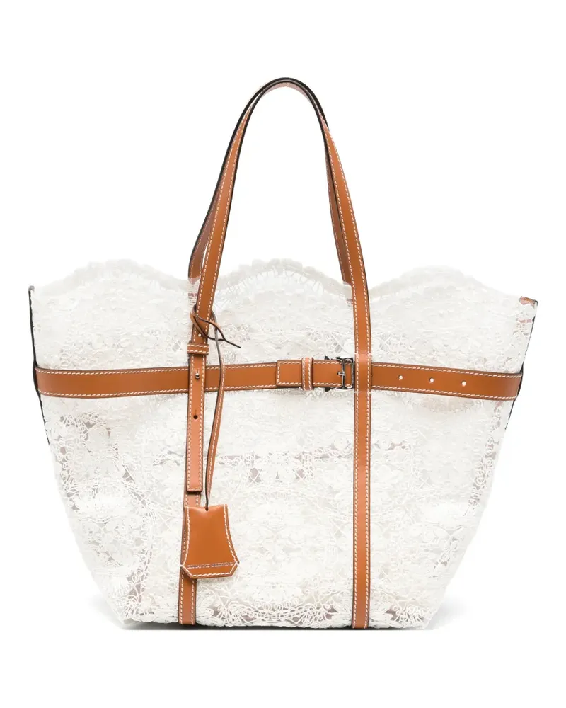 Ermanno Scervino medium belted lace-overlay shoulder bag - Weiß Weiß