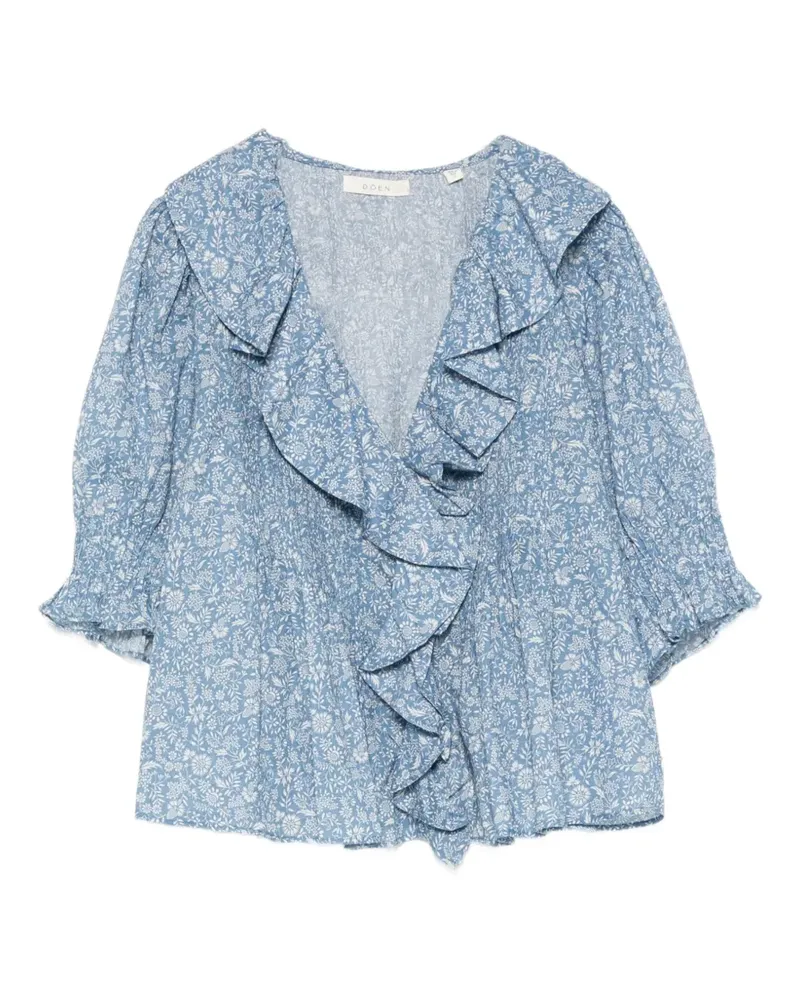 DÔEN Henri Bluse mit Blumenprint - Blau Blau