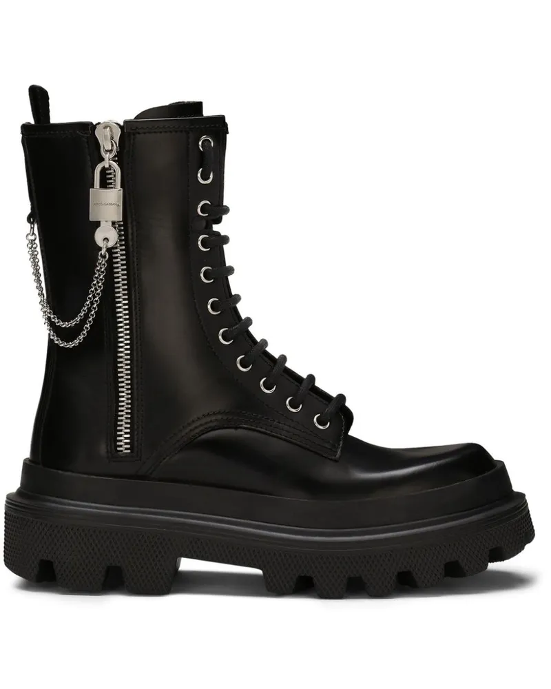 Dolce & Gabbana Stiefeletten mit Ketten - Schwarz Schwarz