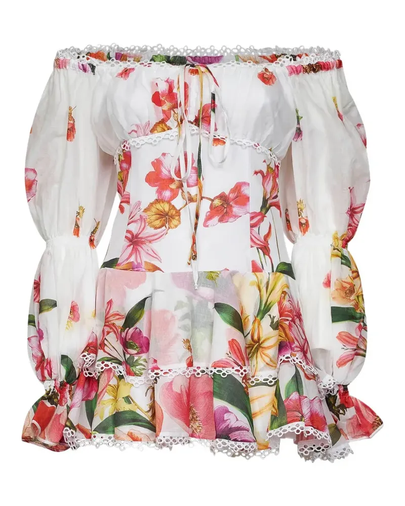 Charo Ruiz floral-print ruffled dress - Weiß Weiß