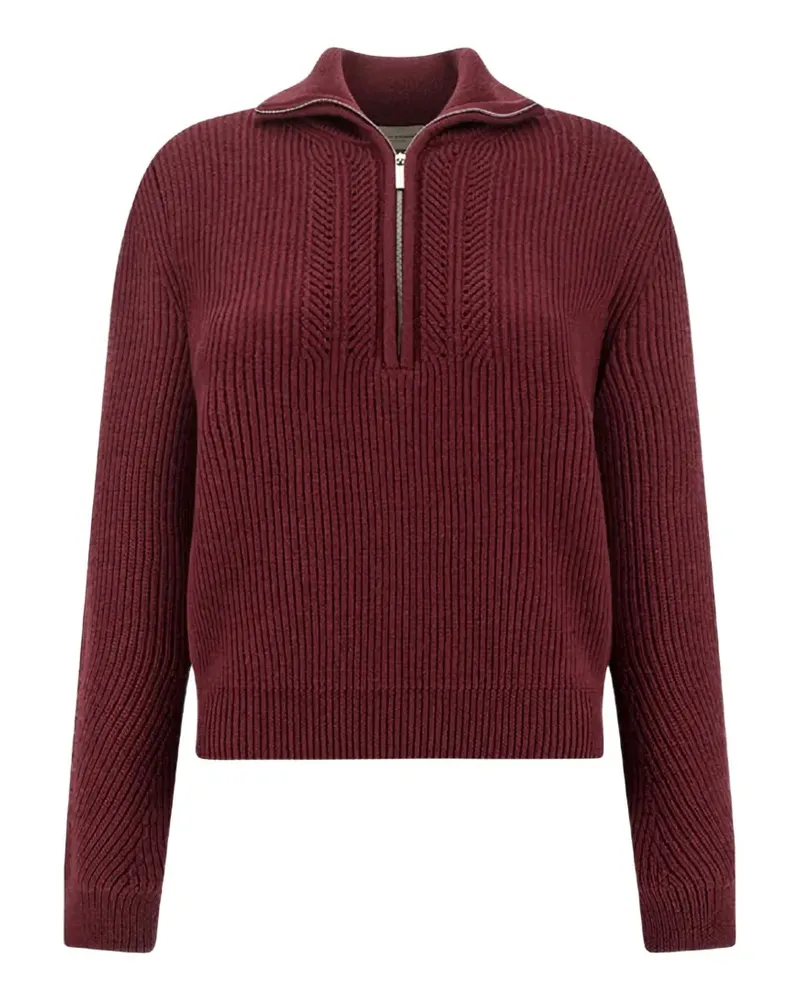 Paul & Shark Gerippter Pullover mit Reißverschluss - Rot Rot