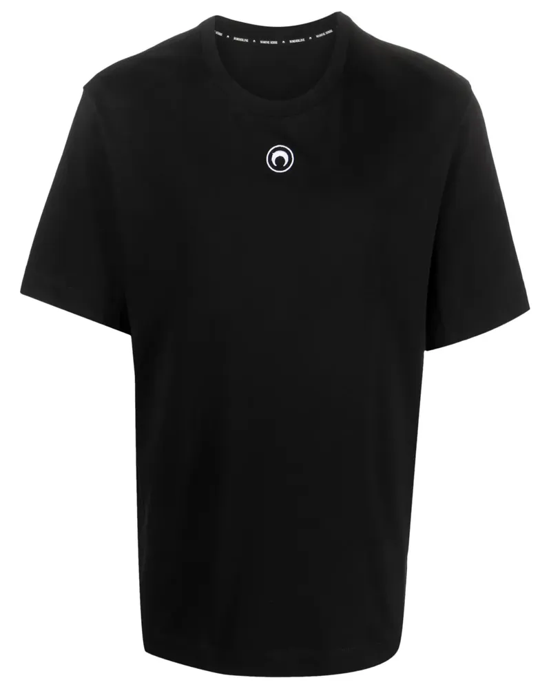 Marine Serre T-Shirt mit Logo-Stickerei - Schwarz Schwarz
