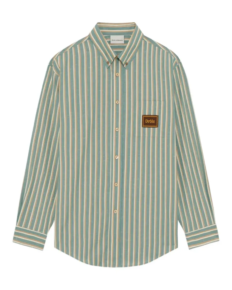 Drôle de Monsieur striped patch shirt - Blau Blau