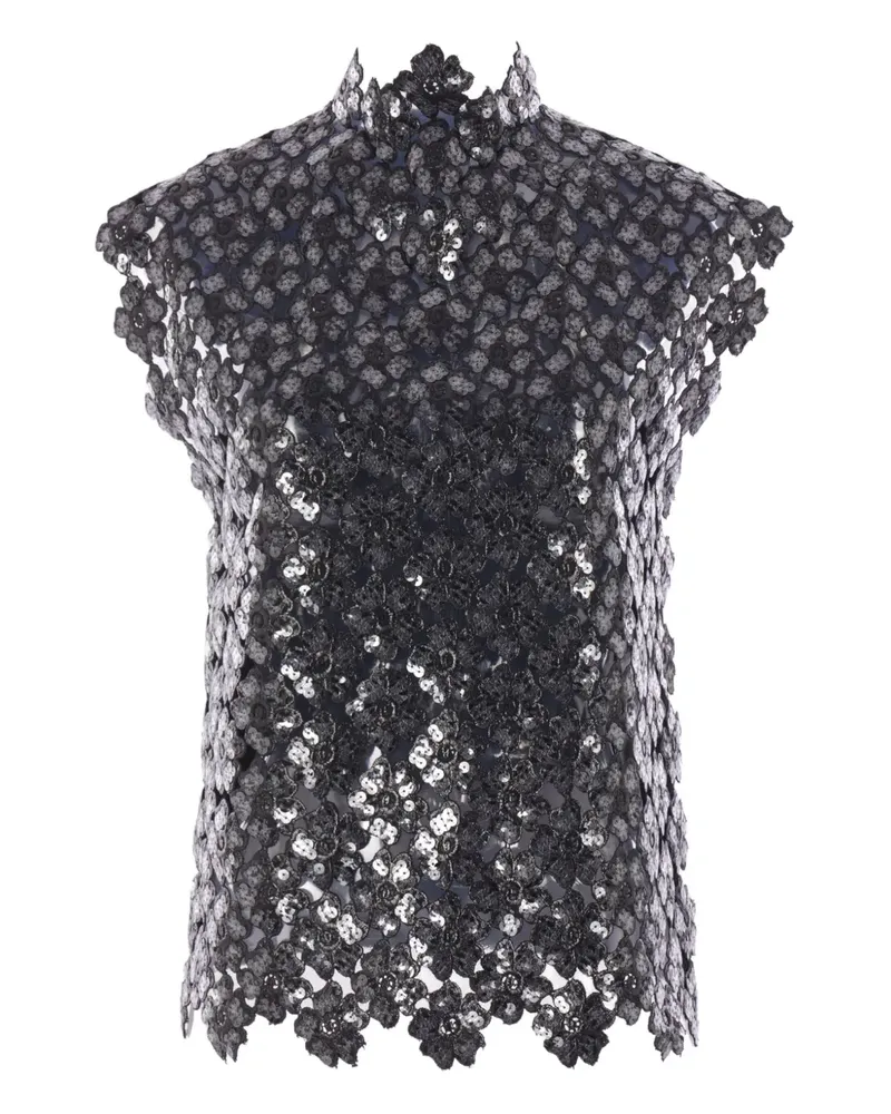 Comme des Garçons floral appliqué top - Schwarz Schwarz