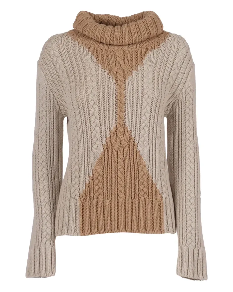 Lorena Antoniazzi Rollkragenpullover mit Zopfmuster - Nude Nude