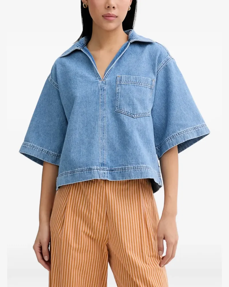 Marc O'Polo short-sleeve denim top - Blau Blau