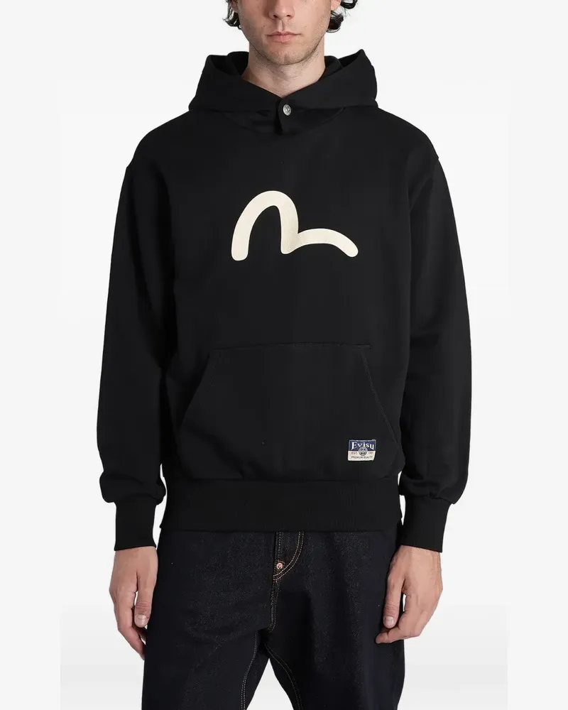 Evisu Seagull-print hoodie - Schwarz Schwarz